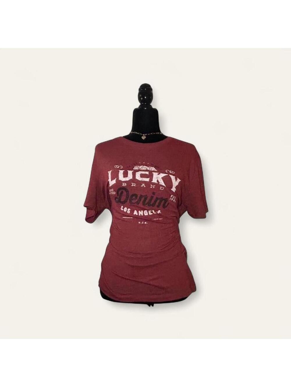 Casual Red T-Shirt By Lucky Brand Size Medium